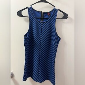 Bebe Blue and Black Striped Top PTP 15-17 XS RSB